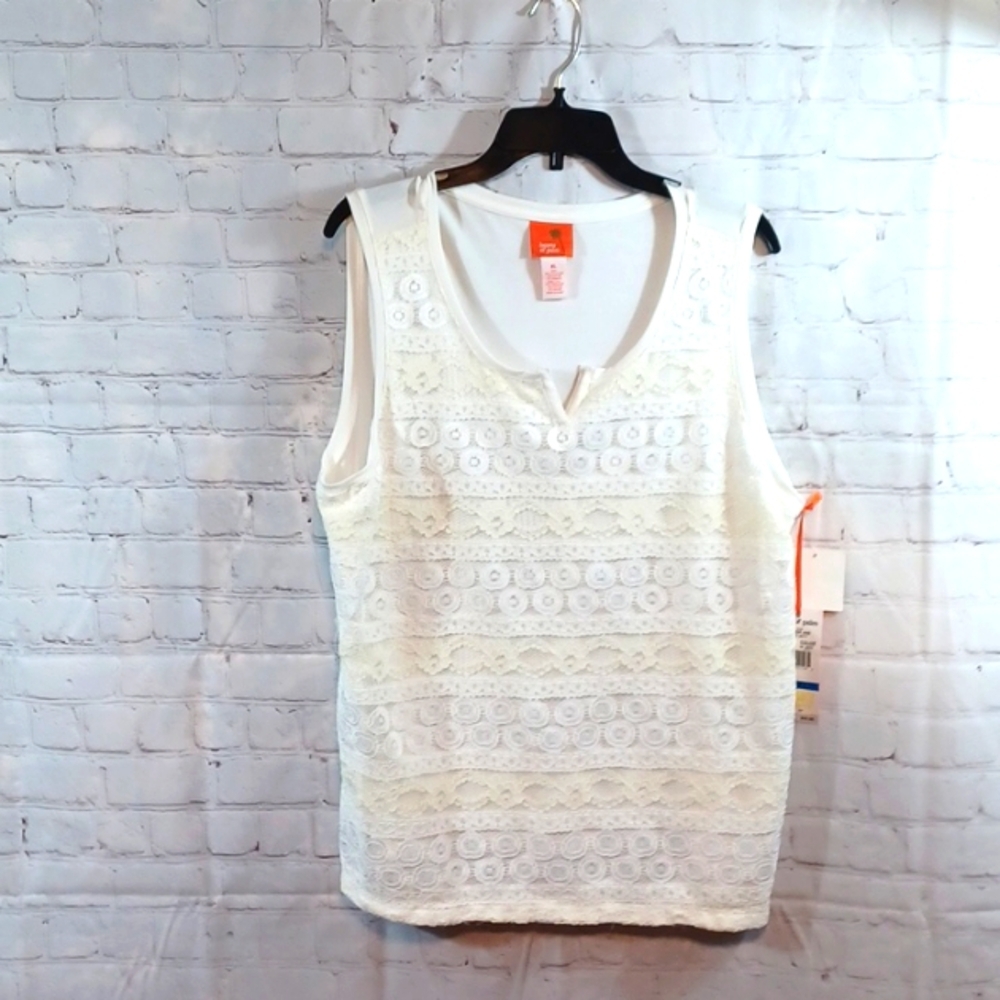 Hearts Of Palm Sleeveless Lace Cream Top XL NWT
